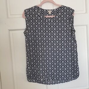 J.Crew Tribal Print Black White Pattern Blouse Top